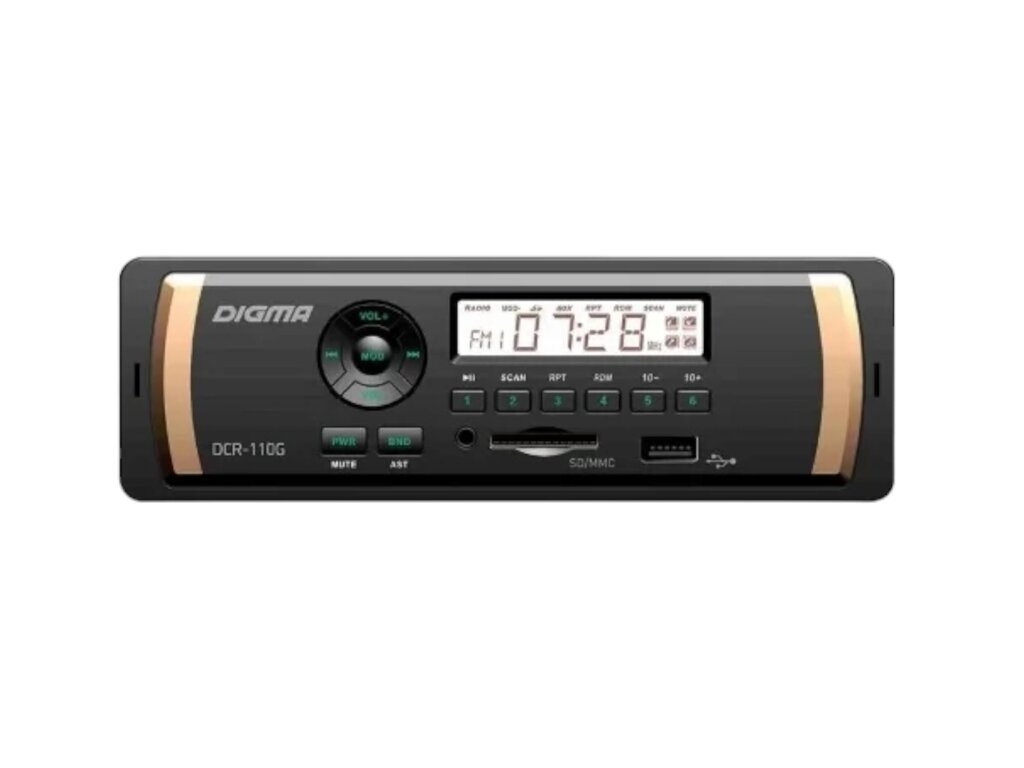 Автомагнитола Digma DCR-110G SD/MMC/USB, MP3, монохромный экран, выход 4 х 45 вт. от компании Магазин Дэмакс - фото 1