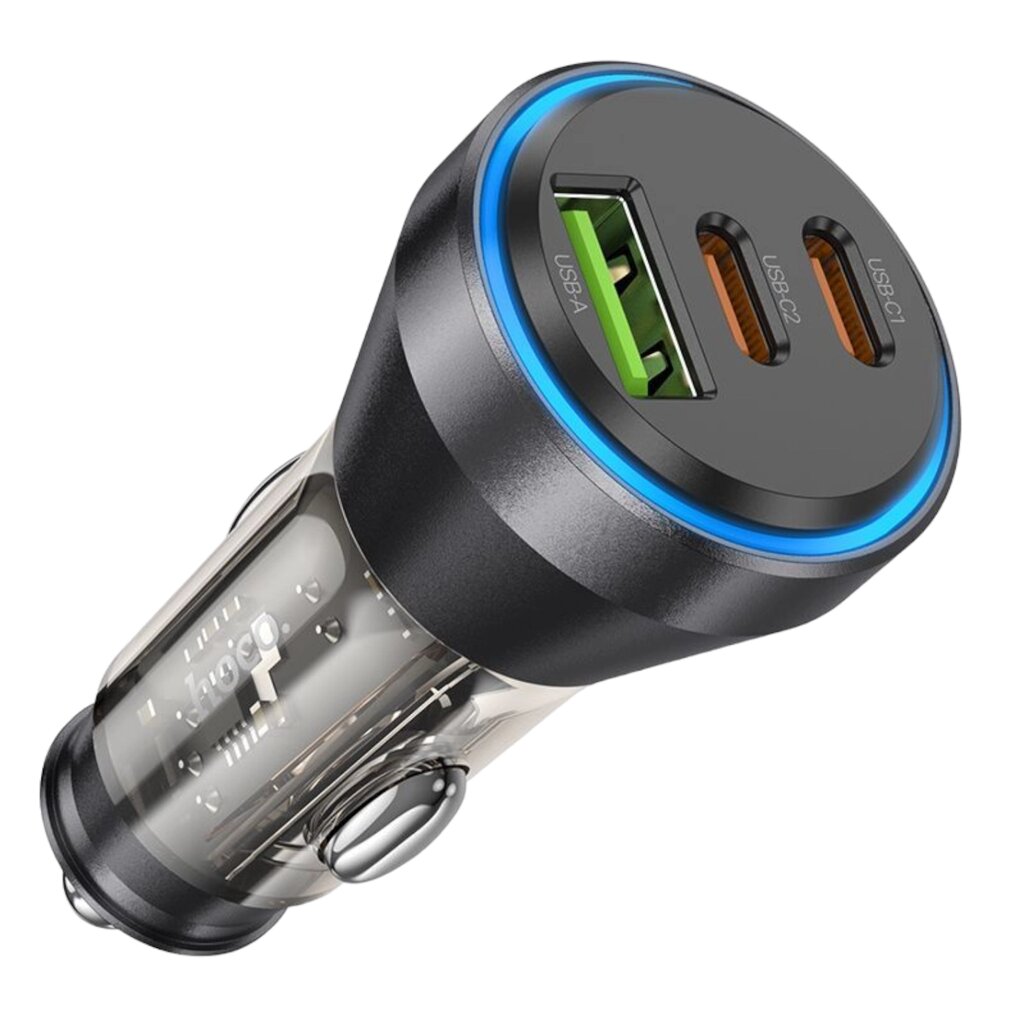 Автомобильное зарядное устройство HOCO NZ12D USB + 2Type-C QC3.0 + PD30W (Быстрая зарядка) Прозрачны от компании Магазин Дэмакс - фото 1