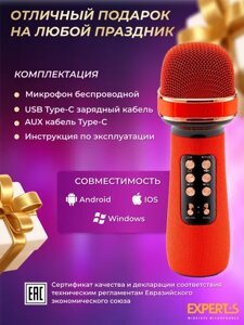 Беспроводной микрофон караоке с Bluetooth EXPERTS WM-710 красный