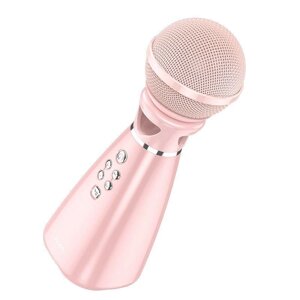 Беспроводной микрофон караоке с Bluetooth Hoco BK6 Розовый