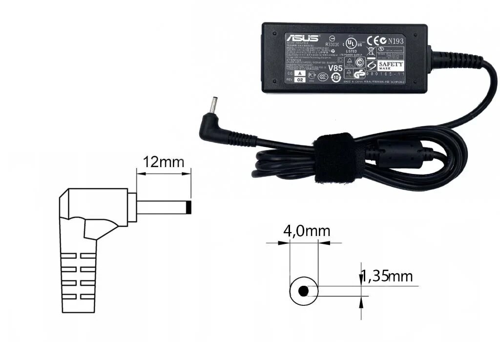 Блок питания для ноутбуков ASUS 19V 65W 3.42A, 4.0х1.35 от компании Магазин Дэмакс - фото 1