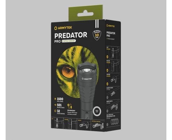 Фонарь ручной с АКБ Armytek Predator Pro Magnet (6 режимов, 18650, IP67, Магнитная ЗУ USB) от компании Магазин Дэмакс - фото 1