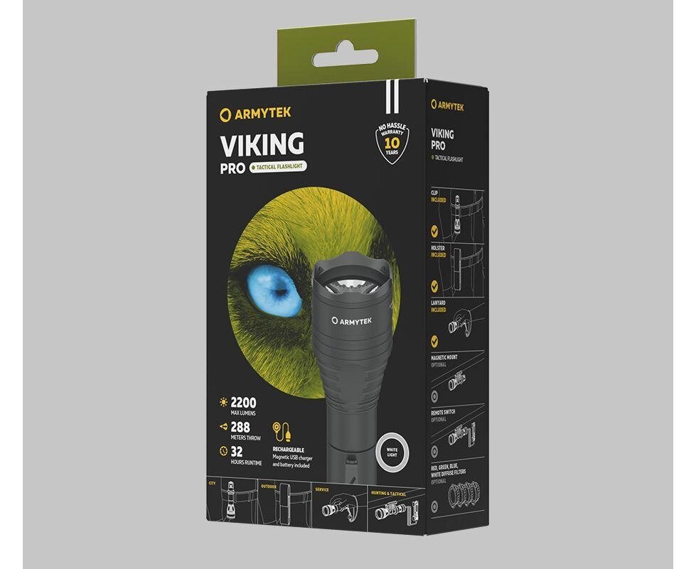 Фонарь ручной с АКБ Armytek Viking Pro Magnet (6 режимов, 18650, IP67, Магнитная ЗУ USB) от компании Магазин Дэмакс - фото 1