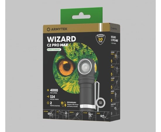 Фонарь с АКБ Armytek Wizard C2 Pro Max (18650/21700, 4150лм, 10 режимов, IP68) Черный от компании Магазин Дэмакс - фото 1