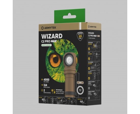 Фонарь с АКБ Armytek Wizard C2 Pro Max Sand (18650/21700, 4000лм, 10 режимов, IP68) Песочный от компании Магазин Дэмакс - фото 1