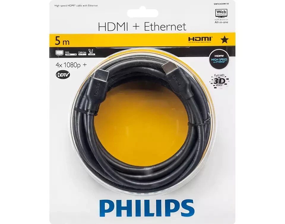 Кабель HDMI 5м v1.4 Philips SWV2434W/10 от компании Магазин Дэмакс - фото 1