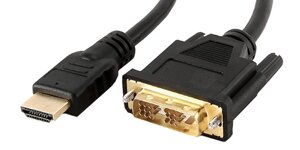Кабель HDMI - DVI-D Cablexpert 1,8м (single link, черный, позол. разъемы, экран,