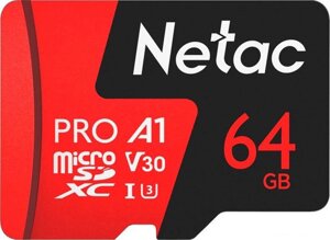 Карта памяти MicroSDXC 64GB Class 10 UHS-I (U3) (без адаптера) Netac Extreme Pro