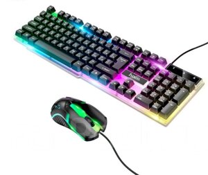 Комплект проводной игровой клавиатура + мышь Hoco GM18 с подсветкой Черный