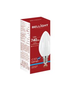 Лампа светодиодная свеча C37 10W E14 6500K bellight