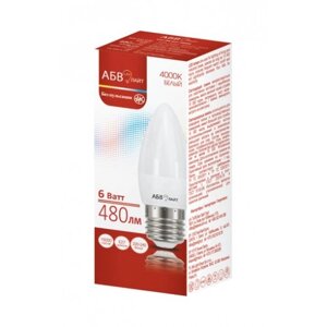 Лампа светодиодная Свеча C37 6W E27 4000K (480Lm) АБВ LED лайт