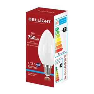 Лампа светодиодная свеча C37 8W E14 6500K bellight
