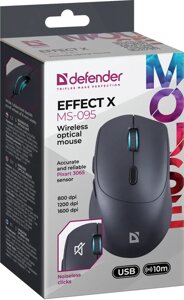 Мышь беспроводная Defender effect X MS-095 800-1600dpi Черная 52095