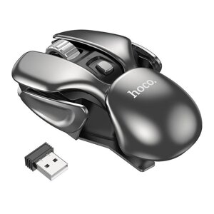 Мышь беспроводная игровая Hoco DI43, 300mAh, 1600dpi бесшумная ABS+алюминий черная