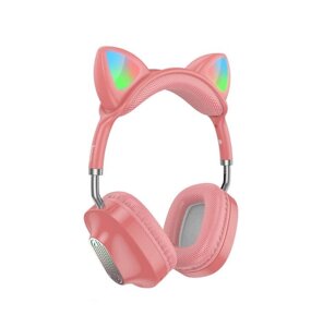 Наушники беспроводные Bluetooth HOCO ESD13 Кошачьи ушки Розовые