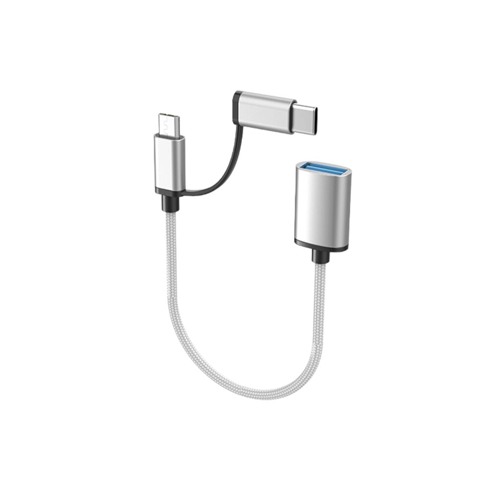 OTG адаптер Type-C+Micro USB 0.1м VDENMENV DU18 USB 3.0 белый от компании Магазин Дэмакс - фото 1