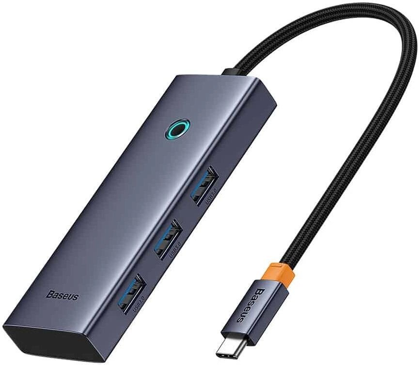 Переходник конвертер Baseus B00052801811-00 BS-OH150 Type-C -> 3 USB 3.0 (HDMI + Type-C PD 100W) Сер от компании Магазин Дэмакс - фото 1