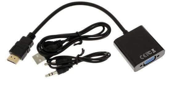 Переходник конвертер HDMI - VGA + AUX с питанием GOPOWER 00-00027496 от компании Магазин Дэмакс - фото 1