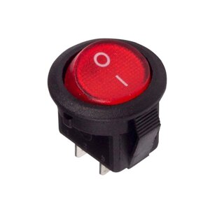 Переключатель клавишный круглый Micro 250V 3А (2c) ON-OFF Красный 36-2511