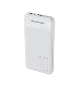 PowerBank VDENMENV DP09 10000mAh белый (Вход: Micro-USB/Type-C: 5V/2A. Выход: USB 1/2:2.1A)