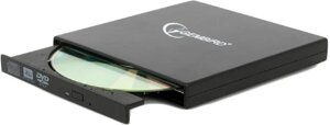 Внешний DVDRW Gembird DVD-USB-02 черный (USB, 4-24x, CD/DVD Multi, Slim)