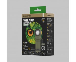 Фонарь с АКБ Armytek Wizard C2 Pro Max Olive (18650/21700, 4000лм, 10 режимов, IP68) Оливковый