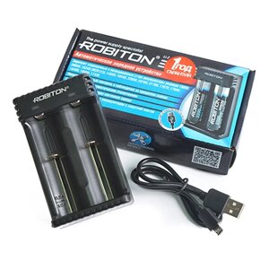 Зарядное устройство для Li-ion АКБ автомат ROBITON Li-2 для 2х18650 (шнур micro USB)