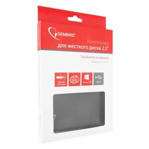 Внешний корпус 2.5" Gembird EE2-U2S-40Р, USB 2.0, SATA пластик черный