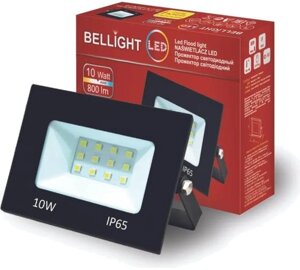 Прожектор светодиодный BELLIGHT 10W, IP65, 6500K, Slim