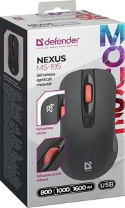 Мышь беспроводная Defender Nexus MS-195 800-1600dpi Черная 52195