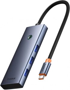 Сетевой адаптер + Хаб Type-C Baseus BS-OH158 UltraJoy Series 5(LAN 1000 Мбит/с + 3хUSB 3.0 + PD100W)