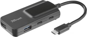 OTG Charge HUB Type-C Trust Oila 2+2 (2xUSB3.0 + 2xType-C) Черный