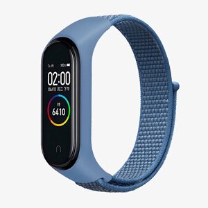 Ремешок для Mi band 5 (MIRU) нейлоновый голубой 4094