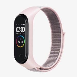 Ремешок для Mi band 5 (MIRU) нейлоновый светло-розовый 4097