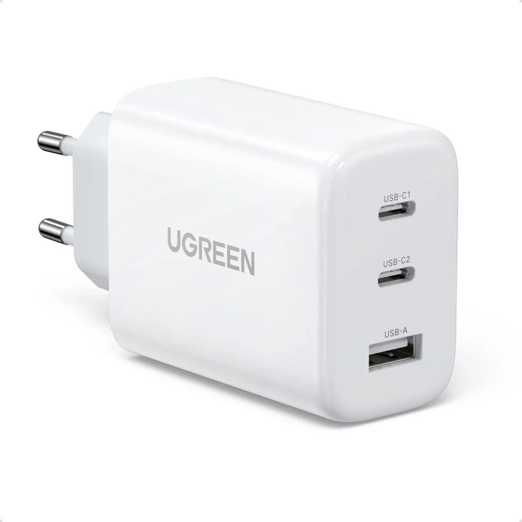 Сетевое зарядное устройство UGREEN CD275-90496, USB + 2 USB-C, QC3.0/4.0, PD 65W Быстрая зарядка, бе от компании Магазин Дэмакс - фото 1