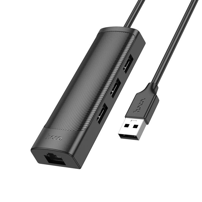 Сетевой адаптер USB Hoco HB42 (LAN 100 Мбит/с + 3хUSB 2.0) 1.2м от компании Магазин Дэмакс - фото 1