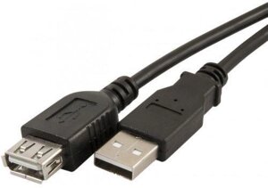 Удлинитель USB 2.0 AM-FM 1м черный, пакет