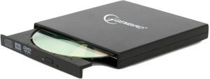 Внешний DVDRW gembird DVD-USB-02 черный (USB, 4-24x, CD/DVD multi, slim)