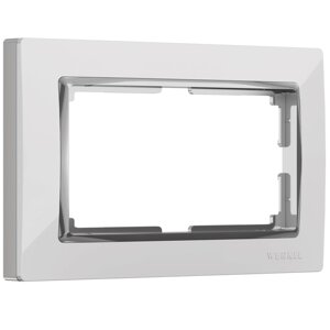 Werkel WL03-Frame-01-DBL-white Рамка для двойной розетки (белый/хром)