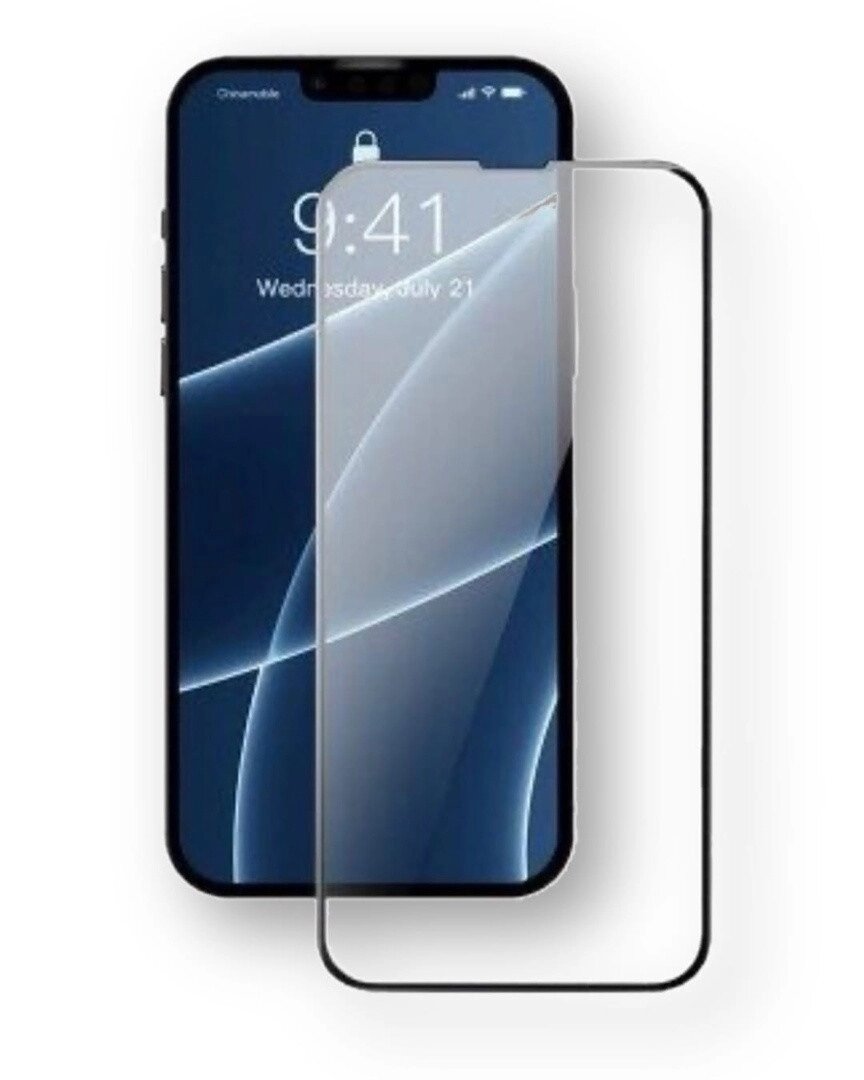 Защитное стекло iPhone 13/13 PRO (Черное) с полной проклейкой 5D TEMPERED GLASS от компании Магазин Дэмакс - фото 1