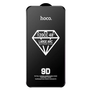 Защитное стекло iPhone 15 Pro (Черное) с полной проклейкой 9D HOCO A34