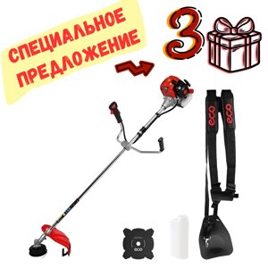 Мотокоса ECO GTP-255 Power Plus (2.5 кВт, 3.4 л. с., 52.0 см3, лёгкий запуск, нож 4Т, ремень двухлямочный, вес 8