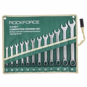 Набор ключей комбинированных RockForce RF-5121P 12пр.(8,10-17,19,22,24мм), на полотне