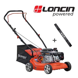 Газонокосилка бензиновая SKIPER GW401 (40 см, ручной, Loncin 3,5 лс, пласт дека, травосб. 45 л, +НОЖ)