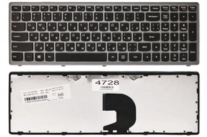 Клавиатура для ноутбука LENOVO Z500, RU (чёрная с серой рамкой)