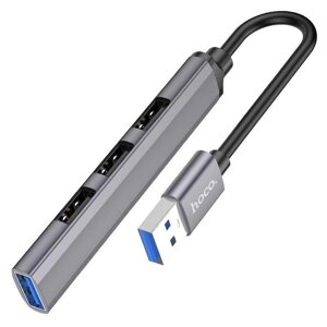 Переходник HOCO HB26 4 IN 1 (USB TO USB3.0+USB2.0*3) (METAL GRAY)