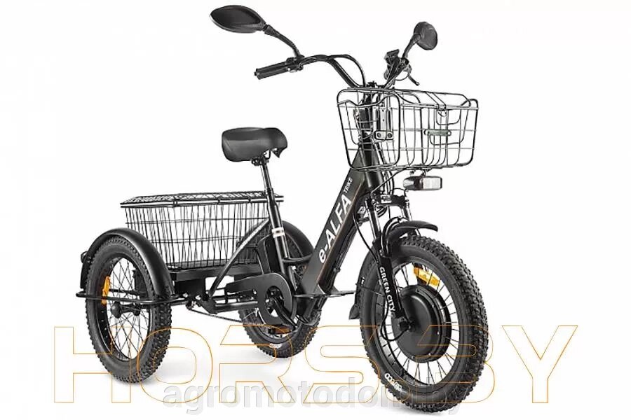 Велогибрид трицикл GREEN CITY e-ALFA Trike (черный) от компании Интернет магазин  агро-мото-дом - фото 1