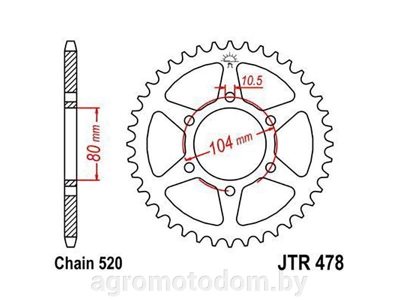 Звезда JT ведомая JTR478.43 от компании Интернет магазин  агро-мото-дом - фото 1