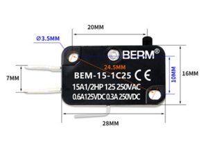BEM-15-1C25 концевой выключатель IP40 AC250V 15A