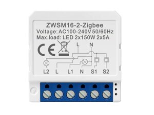 Tuya ZWSM16-2 умное реле ZigBee 2 канала 220V 2x5A